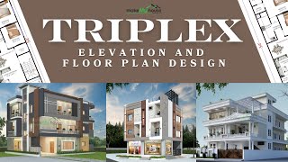 Triplex House Exterior and Floor Plan Design  Plot Size 2060  30 50  4050  5060 [upl. by Paresh189]