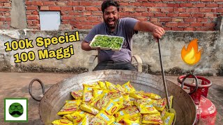 100k Special 100 Maggi Noodle Cooking Indian Street Food Maggi Recipe Veggiepaaji [upl. by Saville]