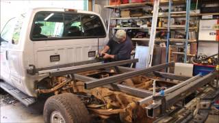 Fabricating a steel flat bed for a Ford F350 Part 1 of 3 [upl. by Rumery957]