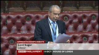 House of Lords Apprenticeships debate 14 Oct 2010 [upl. by Eseenaj]