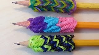 RAINBOW LOOM PENCIL GRIP  How to make EASY [upl. by Riatsila]