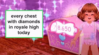 15 CHESTS 8600 DIAMONDS ALL THE DIAMOND CHESTS IN ROYALE HIGH [upl. by Yanehc]