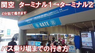 関西空港駅から関西空港第二ターミナル行きの無料シャトルバス乗り場までの行き方 Terminal1 to Terminal2 in Kansai International Airport [upl. by Frohne805]