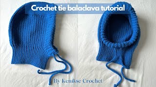 Crochet tie balaclava tutorial I Kenikse Crochet [upl. by Eatnohs]