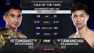 Petchmorakot Petchyindee vs Tawanchai PKSaenchai  ONE Championship Full Fight [upl. by Niels]