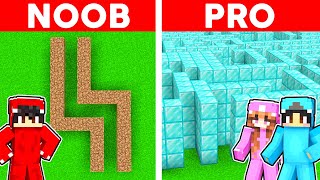 Minecraft NOOB Vs PRO GIANT MAZE BUILD CHALLENGE [upl. by Anuaik]