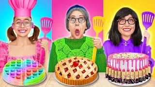 GRANNY VS ME VS MOM COOKING CHALLENGE  Funny Kitchen Hacks by 123GO FOOD [upl. by Gerg377]