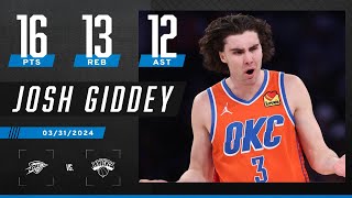 JOSH GIDDEY DROPS 10TH CAREER TRIPLEDOUBLE 👏  NBA on ESPN [upl. by Nawram]