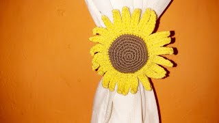 sujetador de cortinas en forma de girasol tejido a crochet paso a paso para principiantes [upl. by Lovering]