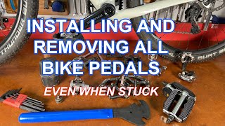 How to Install and Remove Bike Pedals Even Stuck Ones bikerepair [upl. by Buddy]