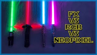 Black Series FX vs RGB vs Proffie Neopixel Lightsaber Comparison  Is Neopixel REALLY The Best [upl. by Riebling842]