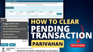 How to Clear Pending transaction in Parivahan [upl. by Naesyar]