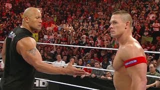 The Rock and John Cena agree to meet at WrestleMania 28 WWE Raw [upl. by Rhyne]