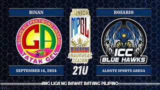 Junior MPBL DLeague Inaugural Season  Binan Tatak Gel vs Rosario Batangas ICC Bluehawks [upl. by Kampmeier28]