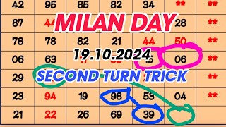 MILAN DAY SECOND TURN TRICK 19102024  TODAY MILAN DAY JODI  MILAN DAY OPEN  MILAN DAY CLOSE [upl. by Ycnaf508]