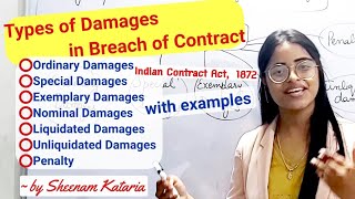 Types of Damages in Breach of Contract  Suit for Damages  Indian Contract Act 1872 Sheenam Kataria [upl. by Suiremed]