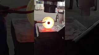 The process of casting a rectangular iron block into a circleforging [upl. by Vilma]