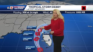 WATCH Tropical Storm Debby threatens to bring flooding from Florida to North Carolina through th [upl. by Talanian655]