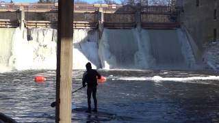 Winter Paddle Boarder  the Barton Dam [upl. by Wincer320]