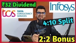 TCS Ltd  Infosys • Stocks Declared High Dividend Bonus amp Split With Ex Dates [upl. by Cahn]