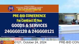 PREBID CONFERENCE GOODS AND SERVICES Contract ID Nos 24GGG0120  24GGG0121 October 24 2024 [upl. by Rolfston519]