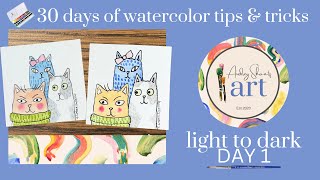 Day 1 LIGHT TO DARK Inktober 2024 30 Watercolor Tips  Tricks  30 Day Series [upl. by Atinnor]