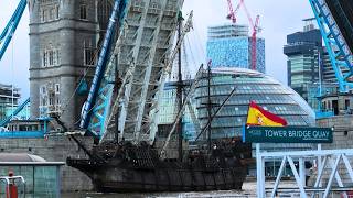 GALEON ANDALUCIA sails under TOWER BRIDGE [upl. by Bergen17]