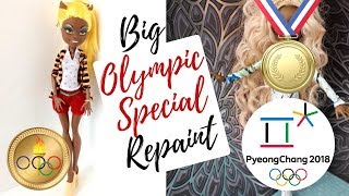 Olympics Special Monster High Doll Repaint  Figure Skating  PyeongChang 2018  How To Customize [upl. by Meuse210]