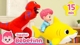 ¡ROAR Tiranosaurio Rex🦖 y Tiburón Bebé Du Ru Du Ru  Canciones Infantiles  Bebefinn en español [upl. by Hansiain984]