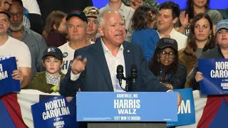 Tim Walz full speech at Asheville NC campaign event Sept 17 2024 [upl. by Leshia433]