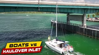 BOAT MAKES A BIG MISTAKE AND CRASHES INTO BRIDGE  Boats vs Haulover Inlet [upl. by Verney166]