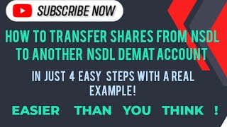 REAL EXAMPLE on How to transfer shares from NSDL to NSDL demat account in 4 EASY STEPS TUTORIAL [upl. by Lleynad52]