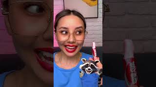 EDIBLE BERRY LIPSTICK THIS IS AMAZING 💄🍓 RACCOON REACTS funnyanimals lipstick reaction [upl. by Pitarys]