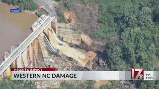 New images Damage to Lake Lure Dam and S Asheville flooding [upl. by Aillicirp279]