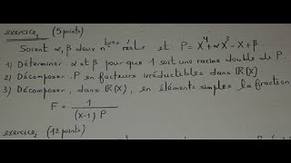 algèbre 1  Exercice dexamen sur Polynôme et fraction rationnelle [upl. by Ettenig]