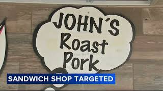 Johns Roast Pork in South Philadelphia targeted by vandal while owner on vacation [upl. by Enixam]