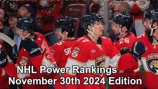 NHL Power Rankings November 30th 2024 Edition [upl. by Nilesoy546]