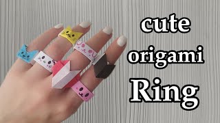 Origami Paper Cat Ring  How to make paper rings  DIY Origami Heart Ring [upl. by Cristoforo581]