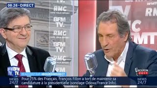 «VOTEZ DÉGAGEZLES TOUS»  MÉLENCHON CHEZ BOURDIN DIRECT [upl. by Kaehpos977]