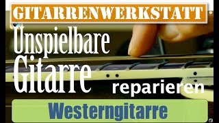 Unspielbare Gitarre reparieren Harley Benton HBX5TBK [upl. by Francklin67]