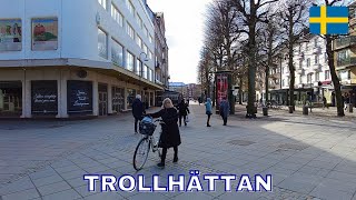 Trollhättan  Virtual Walking Tour in 4K  Mars 2023  Sweden [upl. by Akcirret269]