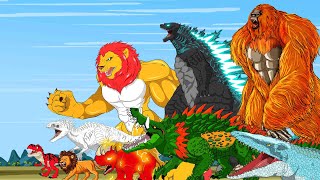 KING KONG vs V REX FIGHT CROCODILE RHINO LIONDINOSAURS vs GODZILLAAtomic Heart Full episode [upl. by Yllen444]