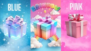 Choose your gift 🎁💝✨️🤮 The 3 gift box challenge  Blue Rainbow Pink giftboxchallenge [upl. by Whipple]