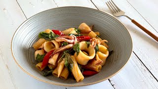 三杯中卷水管麵 Neritic Squid rigatoni with three cup sauce [upl. by Emelina]