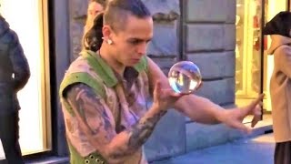 Contact Juggling  Crystal Ball Street Performer in Florence Italy [upl. by Jacquelin576]