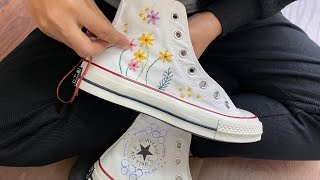 Shoe embroidery tutorial  The simplest shoe embroidery pattern  You can also embroider shoes [upl. by Augusta438]