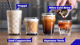 All Iced Coffee Drinks Explained Cold Brew vs Iced Latte vs Frappe and more [upl. by Adnih353]