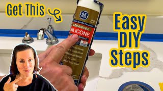 How To Replace Caulk On A Bathroom Vanity Countertop Easy Beginner DIY Steps [upl. by Benco805]