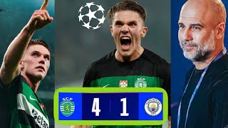 CL  Sporting Lisbon 4 Man City 1 Pep FOUND OUT [upl. by Cathee]