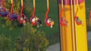 Amusement park fans get stuck 300 feet in the air on a ride in California [upl. by Siloum]